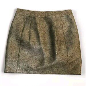 Fossil Women's Gold Metallic Hailey Mini Skirt Size 12-Lined-Holiday Party Wear!